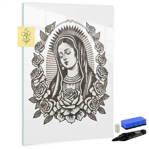 Magnetisch glazen memobord met afbeelding van Onze-Lieve-Vrouw van Guadalupe