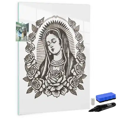 Magnetisch glazen memobord met afbeelding van Onze-Lieve-Vrouw van Guadalupe