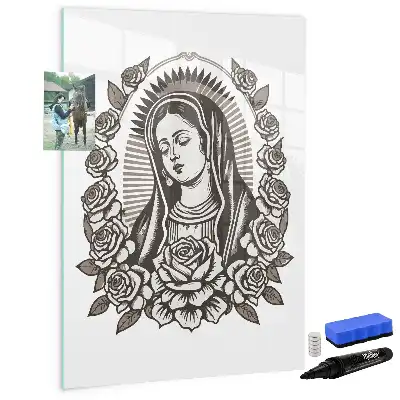 Magnetisch glazen memobord met afbeelding van Onze-Lieve-Vrouw van Guadalupe