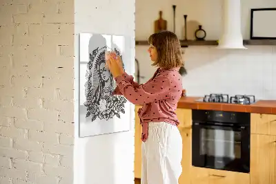 Magnetisch glazen memobord met afbeelding van Onze-Lieve-Vrouw van Guadalupe