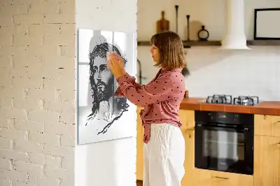 Glazen magneetbord met Jezus Christus print met decoratieve afbeelding