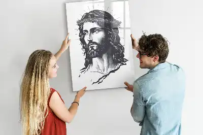 Glazen magneetbord met Jezus Christus print met decoratieve afbeelding