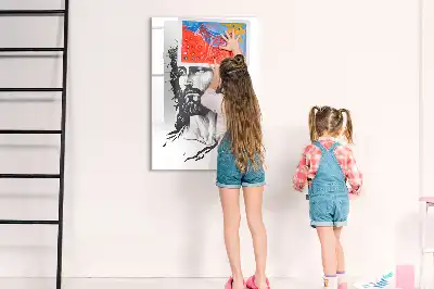Glazen magneetbord met Jezus Christus print met decoratieve afbeelding