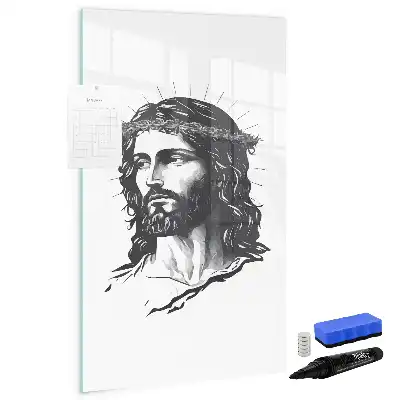 Glazen magneetbord met Jezus Christus print met decoratieve afbeelding