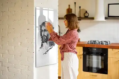 Glazen magneetbord met Jezus Christus print met decoratieve afbeelding