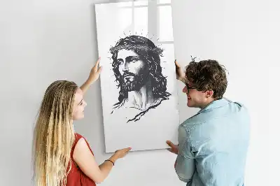 Glazen magneetbord met Jezus Christus print met decoratieve afbeelding