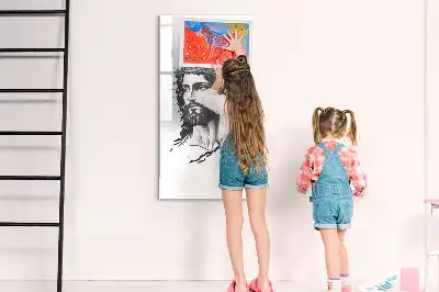 Glazen magneetbord met Jezus Christus print met decoratieve afbeelding