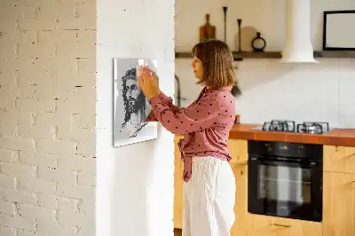 Glazen magneetbord met Jezus Christus print met decoratieve afbeelding
