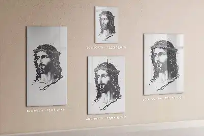 Glazen magneetbord met Jezus Christus print met decoratieve afbeelding