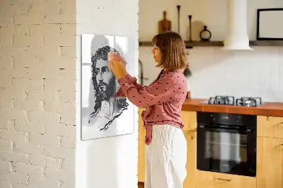 Glazen magneetbord met Jezus Christus print met decoratieve afbeelding