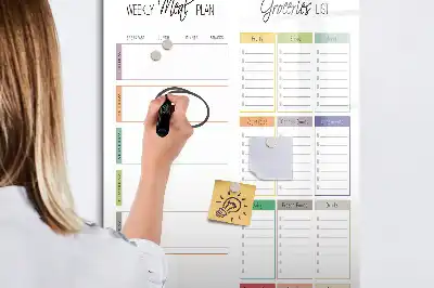 Magnetisch glazen memobord voor aan de muur wekelijks maaltijdplan