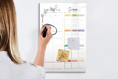 Magnetisch glazen memobord voor aan de muur wekelijks maaltijdplan