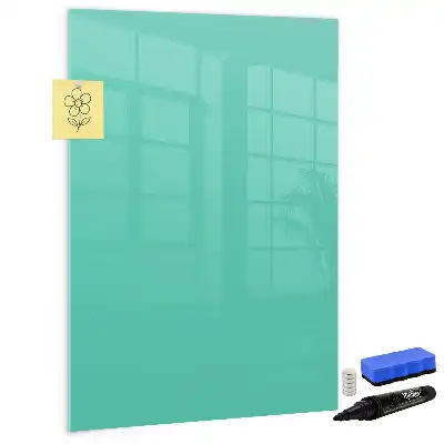 Glazen magneetbord met decoratieve print in de kleur turkoois