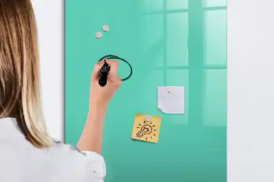Glazen magneetbord met decoratieve print in de kleur turkoois