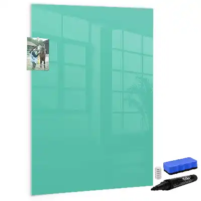 Glazen magneetbord met decoratieve print in de kleur turkoois