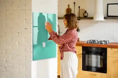 Glazen magneetbord met decoratieve print in de kleur turkoois
