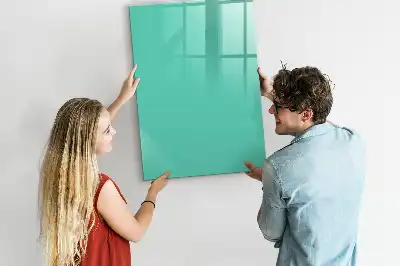 Glazen magneetbord met decoratieve print in de kleur turkoois