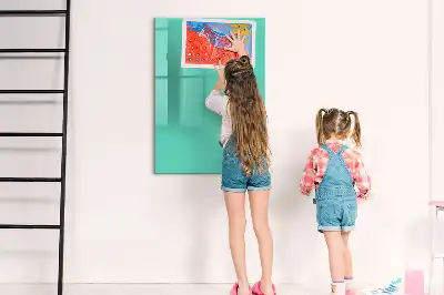 Glazen magneetbord met decoratieve print in de kleur turkoois