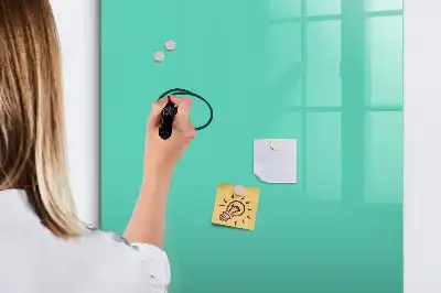 Glazen magneetbord met decoratieve print in de kleur turkoois