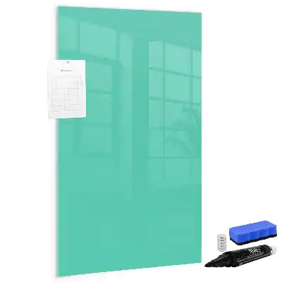 Glazen magneetbord met decoratieve print in de kleur turkoois