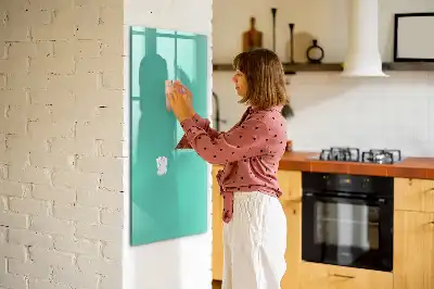 Glazen magneetbord met decoratieve print in de kleur turkoois
