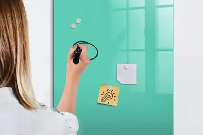 Glazen magneetbord met decoratieve print in de kleur turkoois
