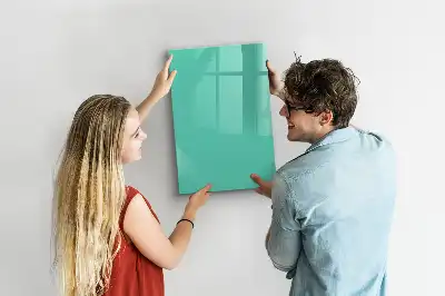 Glazen magneetbord met decoratieve print in de kleur turkoois
