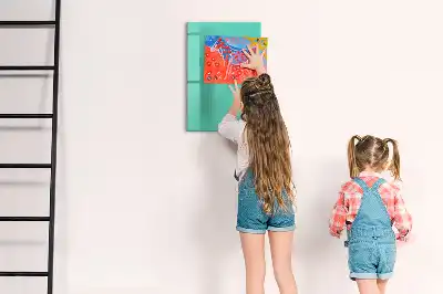 Glazen magneetbord met decoratieve print in de kleur turkoois