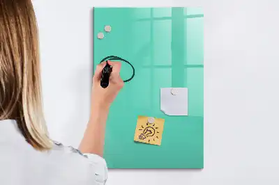 Glazen magneetbord met decoratieve print in de kleur turkoois