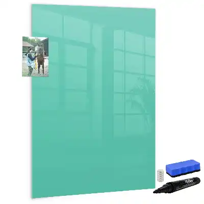 Glazen magneetbord met decoratieve print in de kleur turkoois