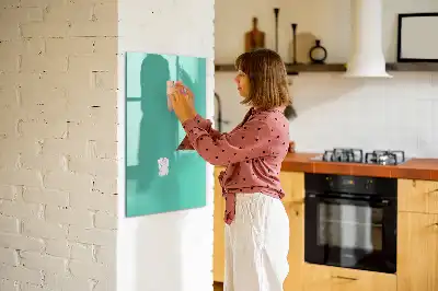 Glazen magneetbord met decoratieve print in de kleur turkoois