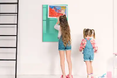 Glazen magneetbord met decoratieve print in de kleur turkoois