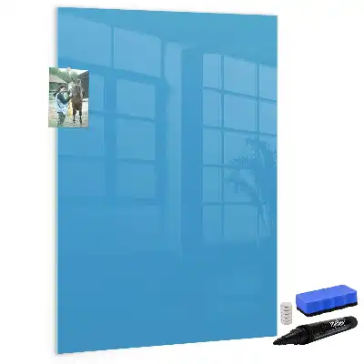 Magnetisch glazen memobord voor aan de muur lichtblauw
