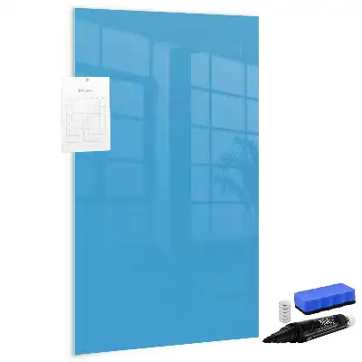 Magnetisch glazen memobord voor aan de muur lichtblauw