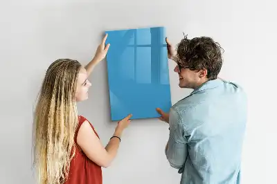 Magnetisch glazen memobord voor aan de muur lichtblauw