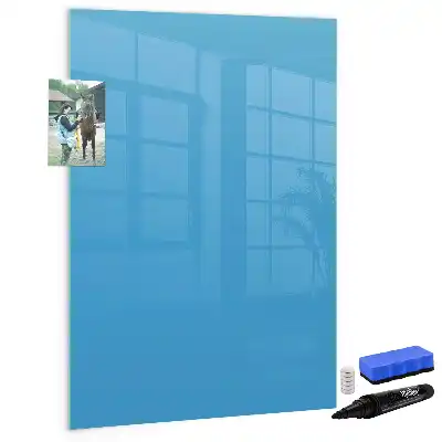 Magnetisch glazen memobord voor aan de muur lichtblauw