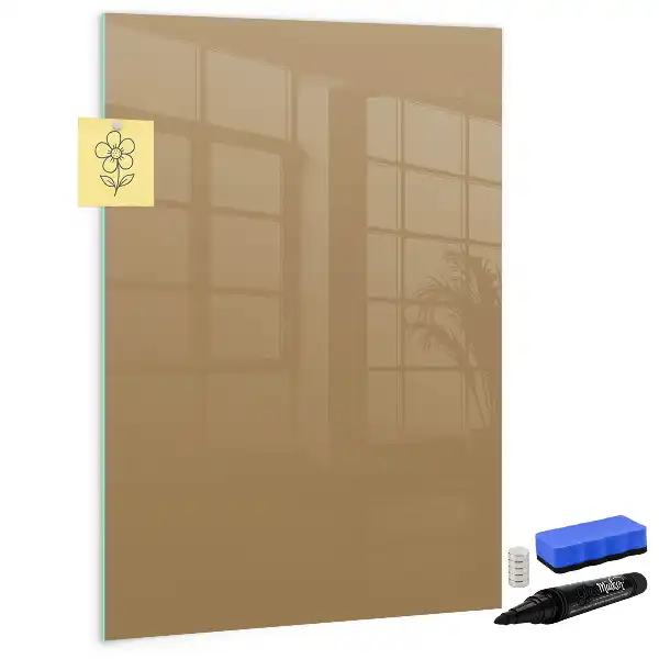 Glazen magneetbord met decoratieve print donkerbeige