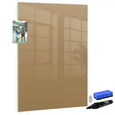 Glazen magneetbord met decoratieve print donkerbeige