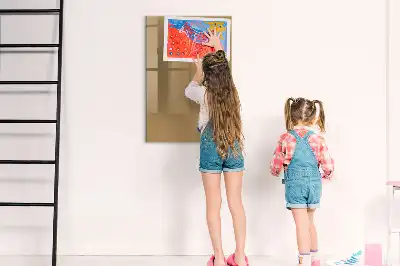 Glazen magneetbord met decoratieve print donkerbeige