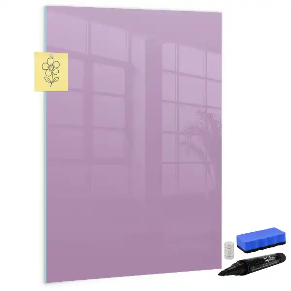 Magnetisch memobord van glas in de kleur lila