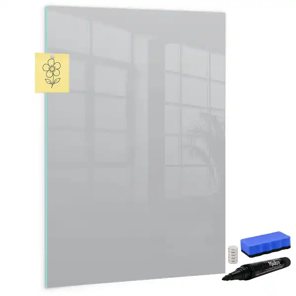 Glazen magneetbord met decoratieve print lichtgrijs