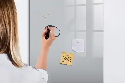 Glazen magneetbord met decoratieve print lichtgrijs