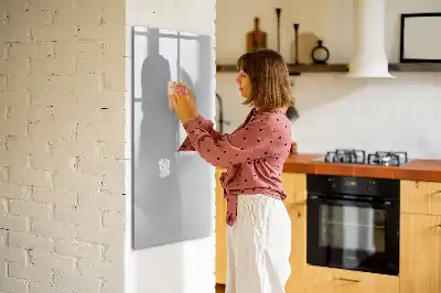 Glazen magneetbord met decoratieve print lichtgrijs