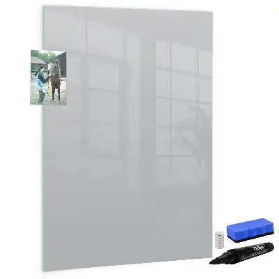 Glazen magneetbord met decoratieve print lichtgrijs