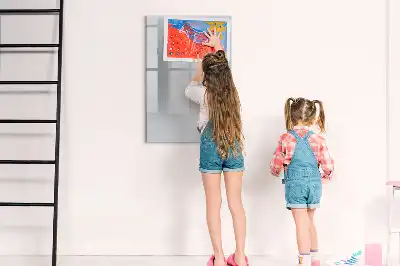 Glazen magneetbord met decoratieve print lichtgrijs