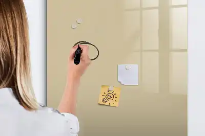 Magnetisch memobord van glas voor aan de muur in de kleur beige