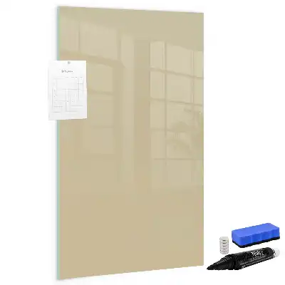 Magnetisch memobord van glas voor aan de muur in de kleur beige