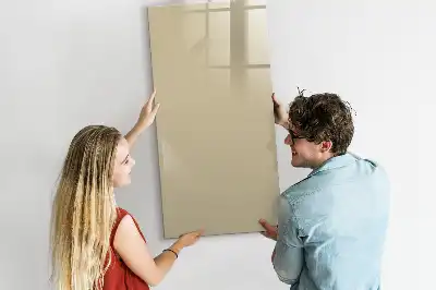 Magnetisch memobord van glas voor aan de muur in de kleur beige