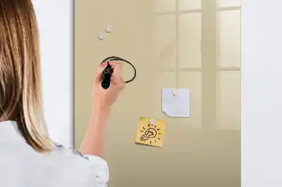 Magnetisch memobord van glas voor aan de muur in de kleur beige