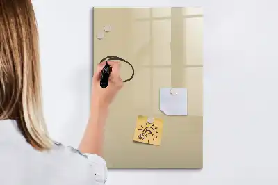 Magnetisch memobord van glas voor aan de muur in de kleur beige